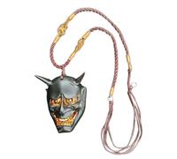 LearnLyrics Horror Necklace Pendant, Traditional Japanese Drama Face Cover Charm, Spooky Ghost Face Cultural Traditional Ornament For Truck Interior Decor