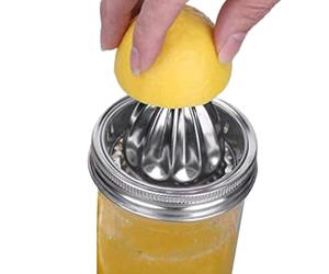 LearnLyrics Juicer Lid for Mason Jar, Hand Juicer Glass Lid, Stainless Steel Juicer Lid Handle, Citrus Reamer - Manual Juicer, Leak-proof Lemon Bottle Stopper for