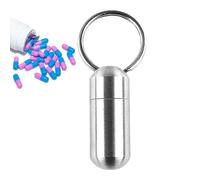 LearnLyrics Keychain Pill Case - Stainless Steel Single Holder, Waterproof Medicine Container Protects Tablets From Moisture Dust While Traveling Daily Use | Portable Organizer For Purse Pocket