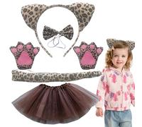 LearnLyrics Leopard Ear Bank, Leopard Ears for Kids,5X/Set Halloween Leopard Costume | With Animal Claws Tutu Set Cosplay Bowtie Set, Headband - Cosplay Costume for