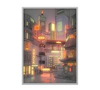 LearnLyrics Light Up Wall Art - 11.97x8.46 Inch LED Cityscape Painting | USB Dimmable Three-Color Night Light | HD Illuminated Decor for Study Room Entryway