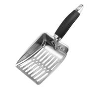 LearnLyrics Litter Scoop, Stainless Steel Litter Shovel with Rubber Handle, Heavy Duty Sand Shovel, Compact Cat Litter Shovel, Portable Ga Poop Lifter