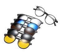 LearnLyrics Magnetic Eyeglasses - Polarized Magnetic Lens Glasses, Sun Protection Frames, Lightweight Anti Glare Retro Eyewear, Comfortable Fit | Fashion Sunglasses for Men Women Night Driving