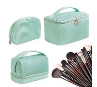 LearnLyrics Makeup Case - Travel Cosmetic Case | Large Capacity Makeup Case with Portable Handle for Skin Care Toiletry Shampoo, Birthday for, azure, 1