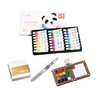 LearnLyrics Mini Travel Paint Kit - Field Artist Set, Portable Art Supply Palette, Watercolor Artist-Brush Pen, Water Based Paint Box | Beginner Hobby Artist for Outdoor Drawing Paintings