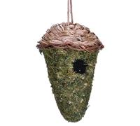 LearnLyrics Natural Hummingbird Nest - Breathable Hand Woven Teardrop Shaped Shelter, Wear-Resistant Reed Construction, Safe Comfortable Design | Garden Courtyard Fences Outdoor, 4.92x7.87 inches