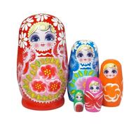 LearnLyrics Nesting Dolls 5 Piece Wooden Flower Painted Decorative 4.3in