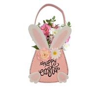 LearnLyrics Osterhasenkorb Ostereuer Rabbit with Ear | Reusable Pleasure Bag for Party Decoration, Pasterhase Basket Set for Easter Egg Hunting, Bag, Pink, Fare riferimento alla descrizione