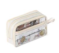 LearnLyrics Pencil Case for School, Portable Pencil Case, Large Capacity Portable Pencil Case, Pencil Organiser, Stationery Storage Bag for Teens, Girls, cream-coloured, Siehe Beschreibung, See