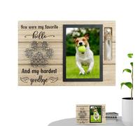 LearnLyrics Pet Loss Memory Frame - Dog Memorial Picture Stand, Wooden Keepsake Frame | Remembrance Photo Holder Beautiful Decor to Beloved Pets with Mini Urn Bottle for Ashes Special Keepsake Items