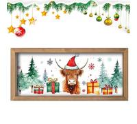 LearnLyrics Rustic Wall Decor - Home Decorations,Wooden Highland Cow Bathroom Decor,for Indoor Living Room Restroom Holiday Kitchen Bookshelves Cafe