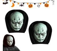 LearnLyrics Scary Headrest Covers for Cars Washable Universal Elastic