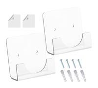 LearnLyrics Shower Rail Holder for Wall, Adhesive Shower Rail Holder, Acrylic Shower Rod Holder - 2 x Acrylic Wardrobe Pipe Holder, Invisible Pipe Holder for Home, Bathroom, Kitchen, Hotel