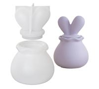 LearnLyrics Silicone Candle Jar Mold,Silicone Jar Molds for Resin | Rabbit Ear Lid Candy Mold | Candlestick Mold with Lid, Casting Resin Mold
