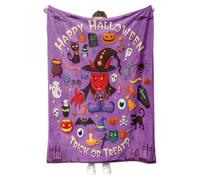 LearnLyrics Spooky Blanket,Halloween Blanket | Warm Blanket for Halloween, Ghost Pumpkin Witch Blankets,Fall Blanket for Halloween Decoration, Halloween Fleece Blanket for Taking