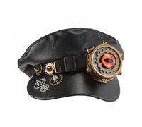 LearnLyrics Steampunk Newsboy Hat - PU Leather Steampunk Beret, Vintage Inspired Flat Cap With Steampunk Detailing | Gothic Style Beret With Goggles, Gothic Hat In Style For