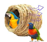 LearnLyrics Straw Bird Nest - Handwoven Natural Fiber Design, Breathable Summer Warm Winter Construction with Materials | Hideaway Shelter for Parrots Parakeets Small Birds, 13cm/5inch
