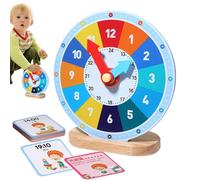 LearnLyrics Toy Clock for Kids Learning - Wooden Teaching Kit, Interactive Movable Hands Time Concept, Analog Hour Minute Demonstration Board | Preschool Educational Matching System for Children
