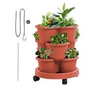 LearnLyrics Vertical Planting Tower | Stackable Planter | 3 Tier Tower with Removable Wheels and Tools Included for Kitchen Vegetables Strawberries Flowers Outdoor Patio Garden Balcony