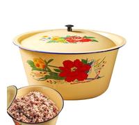 LearnLyrics Vintage Look Enamelware - Multi-Use Kitchen Container, Serving Mixing Bowl Accessory, Cooking Baking Pot Enamel Dish, Vegetable Food Prep Basin | Home Kitchen Soup Container for Daily Use