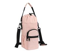 LearnLyrics Water Bottle Bag, Water Bottle Bag, Insulated Water Bottle Bag | Water Bottle Cage with Multiple Pockets for Camping, Picnic, Hiking, Cycling, Contrast Color Powder, riferimento alla