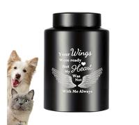 LearnLyrics Waterproof Dog Urns Ashes - Small Urn for Ashes, Stainless Steel Angel Wing, Animal Memorial Keepsake, Home Display Outdoor Burial House | Pet Sympathy Gift for Small Dogs Cats