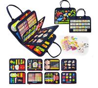 LearnToy Montessori Busy Board for Boys 3+ Year, Sensory Toys for Toddlers 3-5, Ideal for Travel and Preschool - ABCs, 123s, Shapes, Colors, Animals, Weather, Birthday Gifts