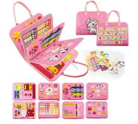 LearnToy Montessori Busy Board for Girls 3 4 5 Year, Sensory Toys for Toddlers 3-5, Ideal for Travel and Preschool - ABCs, 123s, Shapes, Colors, Animals, Weather, Birthday Gifts