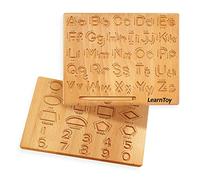 LearnToy Montessori Wooden Alphabet Tracing Board - Educational Toy for Kids - Fine Motor Skills Development - Double-Sided Writing Practice for Preschool 3-5 Years Old