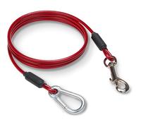 Leash Boss - 5 Foot Dog Tie Out Cable for Large Dogs - Heavy Duty Tether for Outside Dog Runner - Durable, Chew-Proof, Dog Lead for Yard, Camping, and Training Classic Red