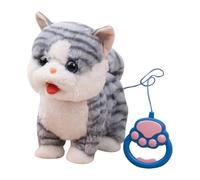 Leash Cat Walking Set Interactive Animated Robot Pet Lifelike Stuffed Animal Remote Control Cute Toy For Kids Sing Purr Meow Activity (C, 24x15x18cm)