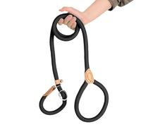 Leash, sturdy and durable, quick to put on, two-in-one leash and collar, length 1.5 to 1.7 meters, hair-friendly leash (black,1.4mm1.5m)