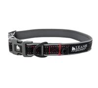 Leashboss Adjustable Reflective Dog Collar, Quick-Release Buckle and Reflective Piping and Threads for Small, Medium and Large Dogs (Large - Black 16.5-25" Neck x 1" Wide)