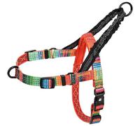 Leashboss Pattern Reflective No Pull Dog Harness with Bungee Handle, Rear and Front Clip Attachment, Pattern Collection (Blanket Pattern, Small)