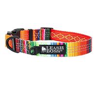 Leashboss Patterned Reflective Dog Collar, Pattern Collection, Colorful Dog Collar with Triple Reflection Threads for Small, Medium and Large Dogs (Medium 13.5"-19.5" Neck x 1" Wide, Blanket Pattern)