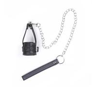 Leashed Parachute Ball Stretcher,Leather Chastity Cage CBT Cock Ring,Tug Penis Cockring,Adult Sex Toys for Men