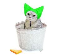 leasote Adjustable Buckle Shower Cap Waterproof Pet Shower Cap Adjustable Waterproof Cat Shower Cap with Ear Cover for Bathing Grooming Fluorescent Green