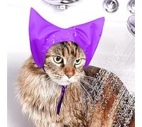 leasote Adjustable Buckle Shower Cap Waterproof Pet Shower Cap Adjustable Waterproof Cat Shower Cap with Ear Cover for Bathing Grooming Purple