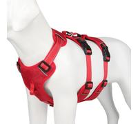 leasote Adjustable Pet Harness No Pull Vest Escape-Proof Breathable Step-in Buckle Large Dog Chest Red S