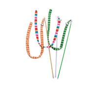 leasote Cat Toys Soft Interactive Stick Toy with Crisp Bells Scratch-Resistant Bite-Resistant Cute Cartoon Design Relieve Boredom Entertain Durable Teaser Random Color