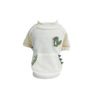 leasote Cozy Pet Clothes Easy to Take Off Pet Clothes Adorable Dinosaur Pattern Pet T-Shirt for Spring Summer Comfortable Soft Dog Cat Pullover Beige M