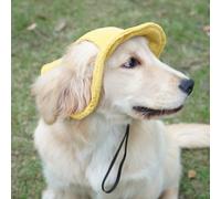 leasote Dog Hat, Adjustable Summer Pet Sun Hat with Ear Holes, Corduroy Dog Sun Protection Hat Pet Casual Cap for Dogs Cats Outdoor Activities Yellow S