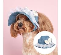 leasote Dog Hat for Small Medium Dogs, Dog Baseball Cap- with Ear Hole, Adjustable Strap Lace Puppy Visor Cap for Outdoor Activities Cosplay Parties Blue S