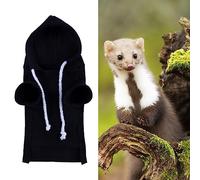 Leasote Ferret Clothes: Cute Ferret Hoodie, Solid Color Drawstring Hooded Sweatshirt, Thick Fleece, Foreleg Elastic, Black S