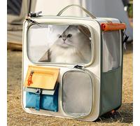 Leasote Large Cat Carrier Backpack, Oxford Fabric, Breathable, Multi-functional, Mall Trips, Daily Walks, Beige