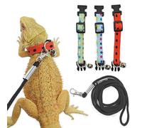 leasote Lizard Leash Pet Traction Rope Adjustable Reptile Traction Rope Collar Set for Outdoor Adventures Orange S