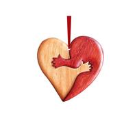 leasote Love Hugging Pendant Two Hearts Wooden Double Heart Romantic Red A