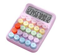 Leasote Mechanical Calculator - Colorful Candy-Colored Cute 12 Digit Large LCD Display Big Button Calculator for School, Office - Pink