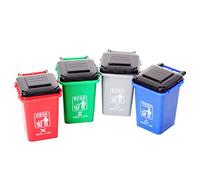 leasote Miniature Garbage Bins Dollhouse Scene Ornament Trash Can Models Gift Plastic 4pcs