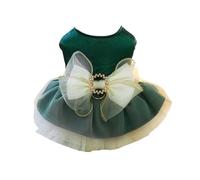leasote Pet Attire with Convenient Traction Ring Comfortable Clothes for Small Breeds Dress Fashionable Dog Princess Bow Decoration Green XS
